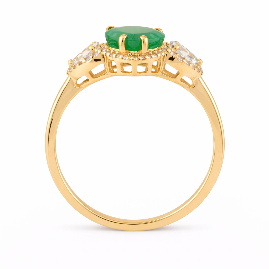 1.98 Ct Pear Emerald 9K Gold Ring