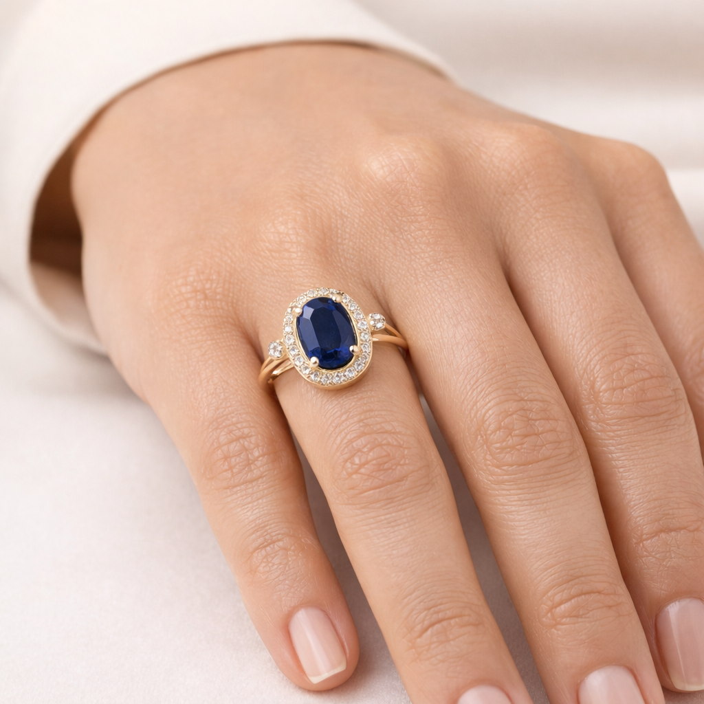 2.61 Ct Oval Sapphire 9K Gold Ring