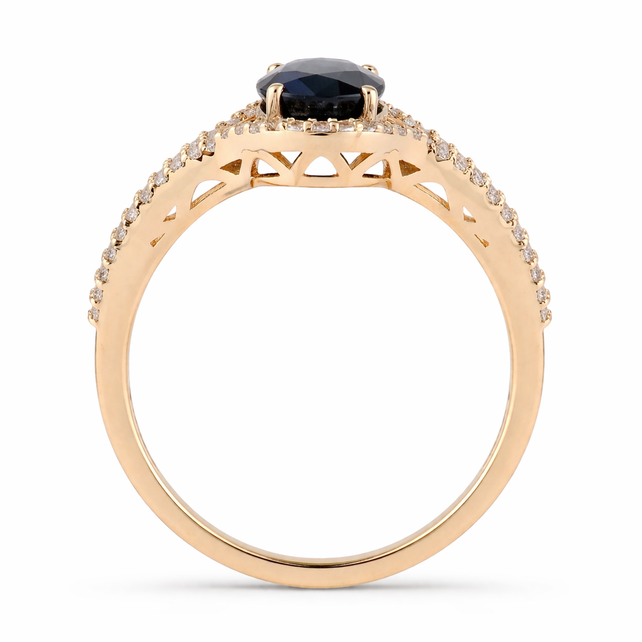 2.16 Ct Cushion Sapphire 9K Gold Ring