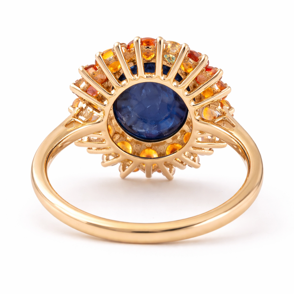 8.91 Ct Oval Sapphire 9K Gold Ring