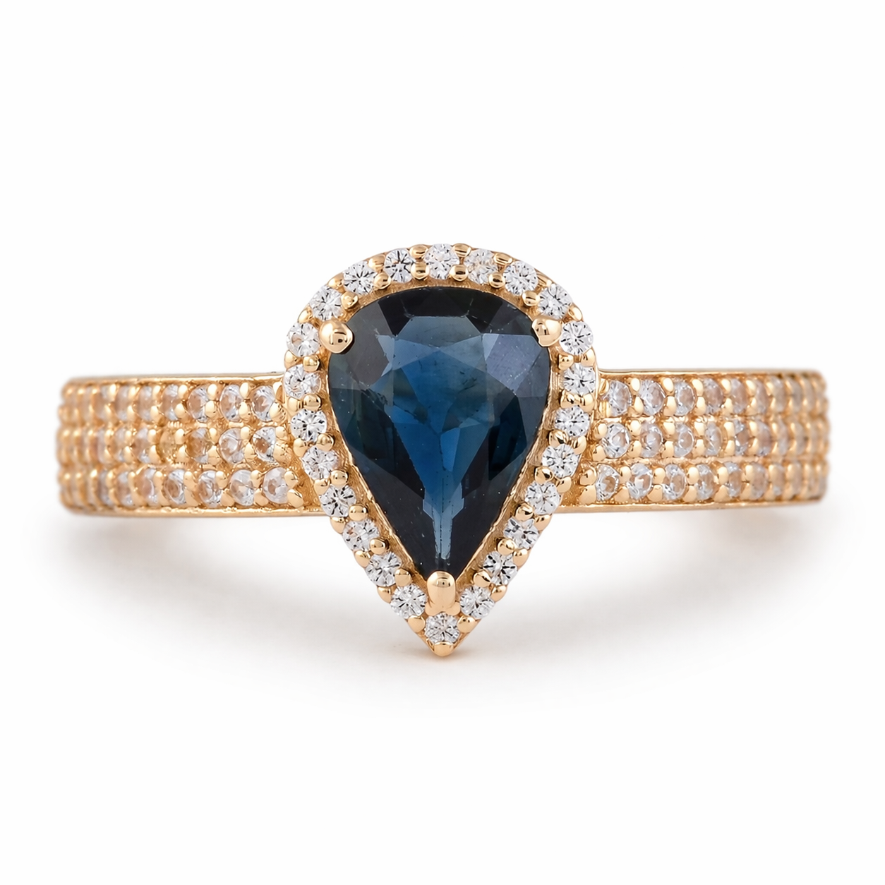 1.23 Ct Pear Sapphire 9K Gold Ring