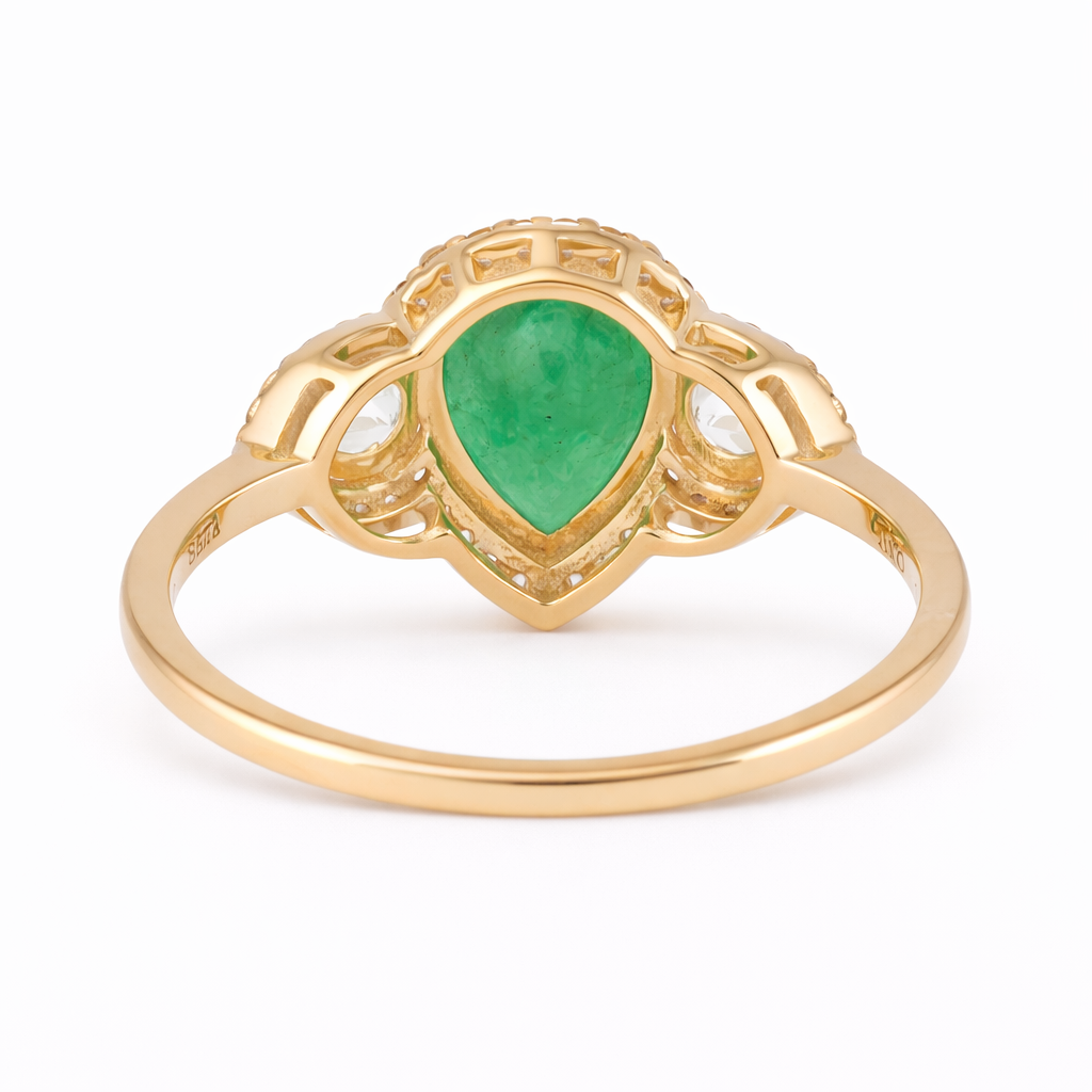 2.30 Ct Pear Emerald 9K Gold Ring