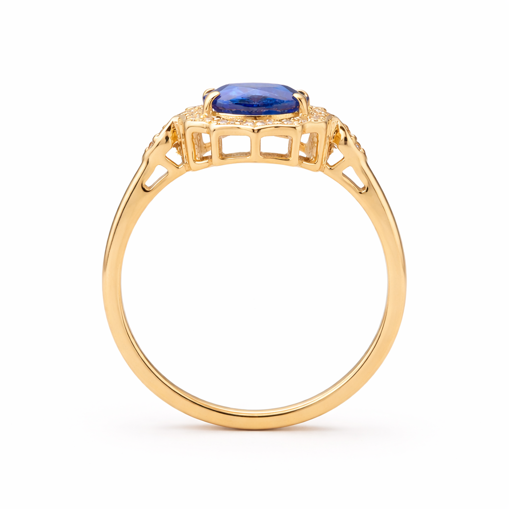 1.98 Ct Oval Sapphire 9K Gold Ring