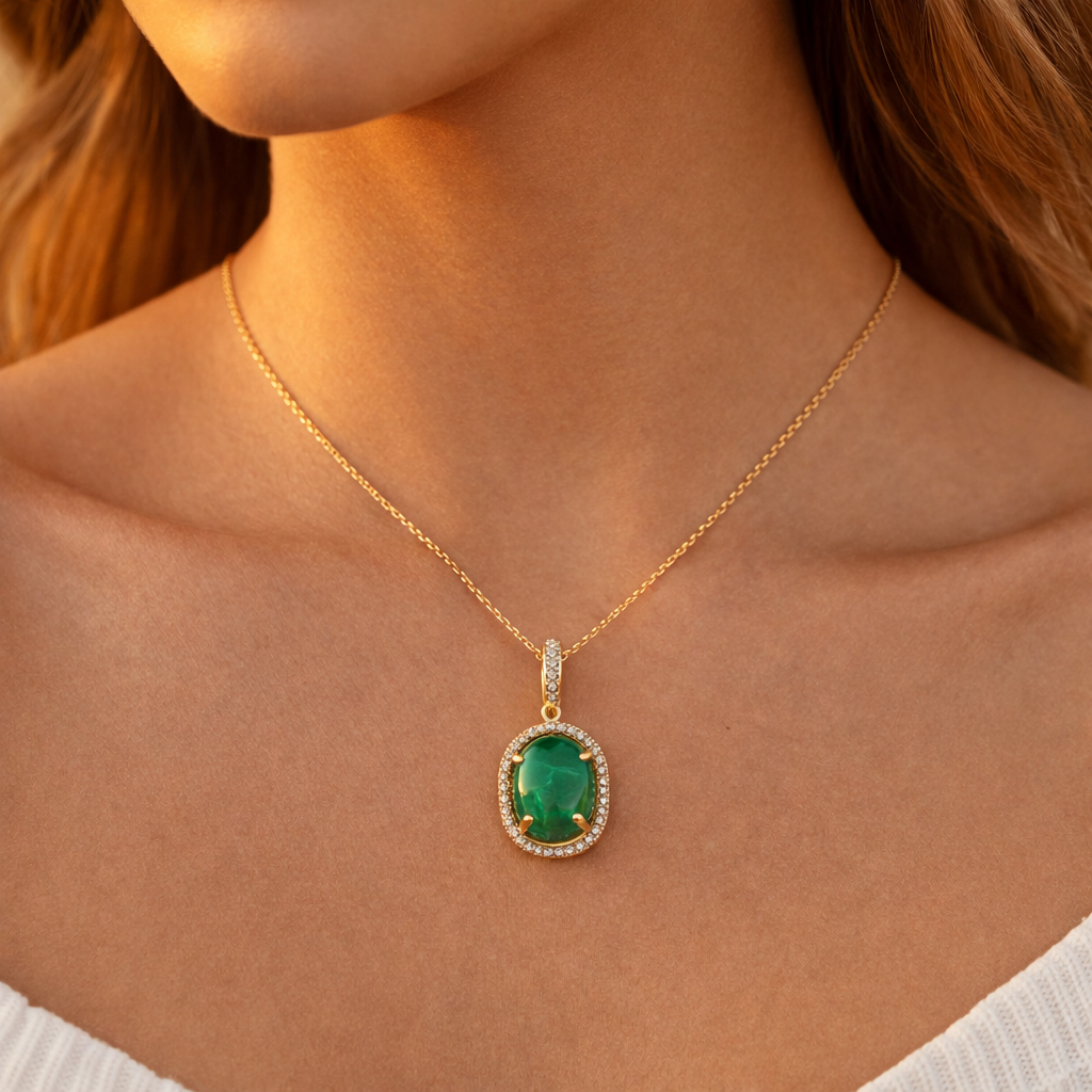 2.37 Ct Oval Emerald 9K Gold Pendant