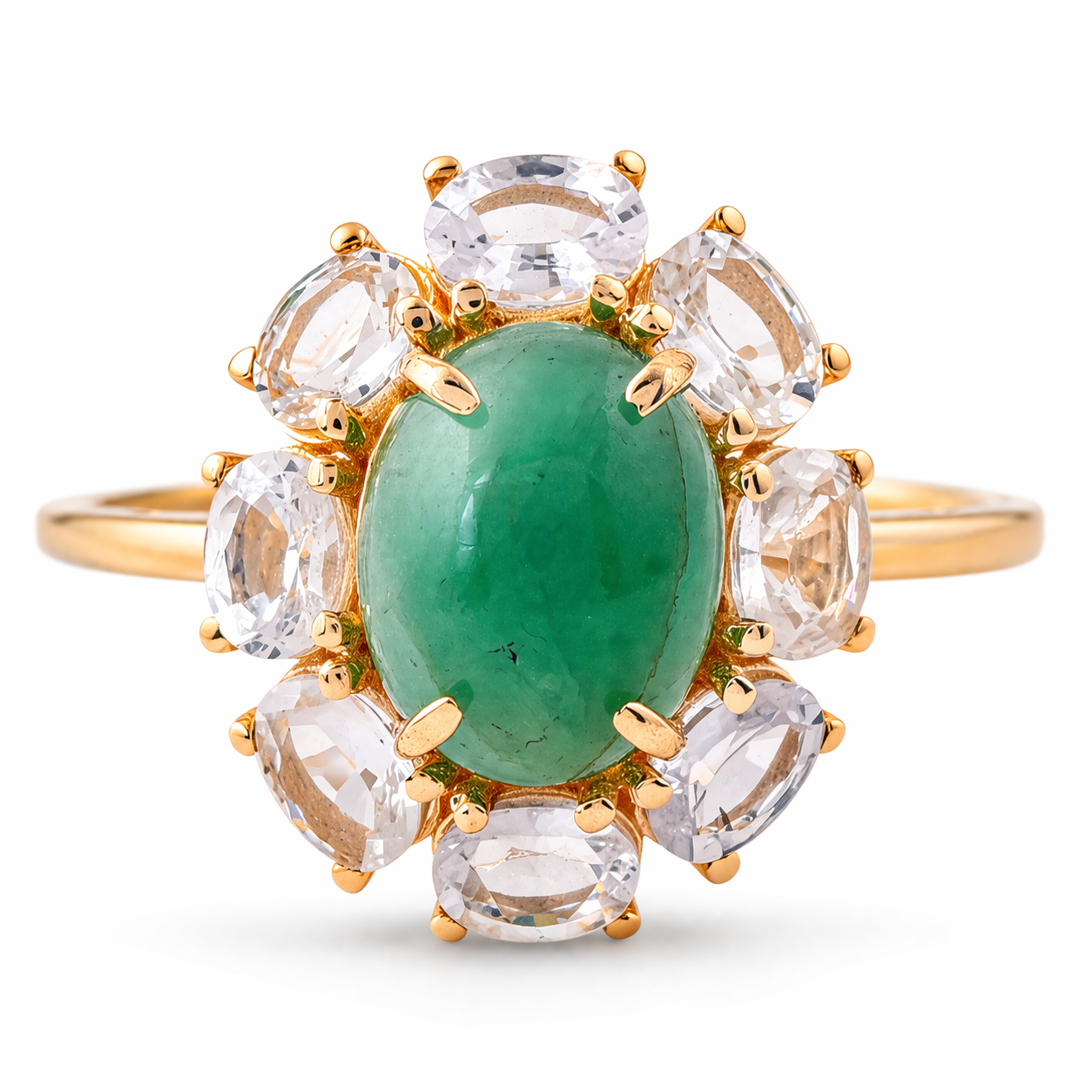 3.46 Ct Oval Emerald 9K Gold Ring