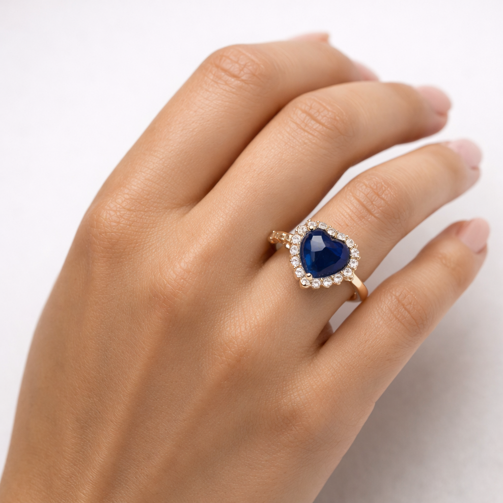 6.72 Ct Heart Sapphire 9K Gold Ring