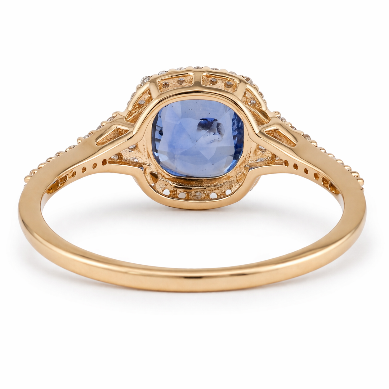 2.23 Ct Cushion Sapphire 9K Gold Ring