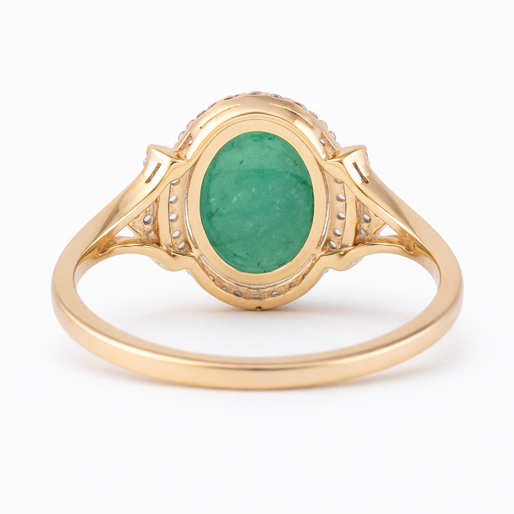 1.71 Ct Oval Emerald 9K Gold Ring