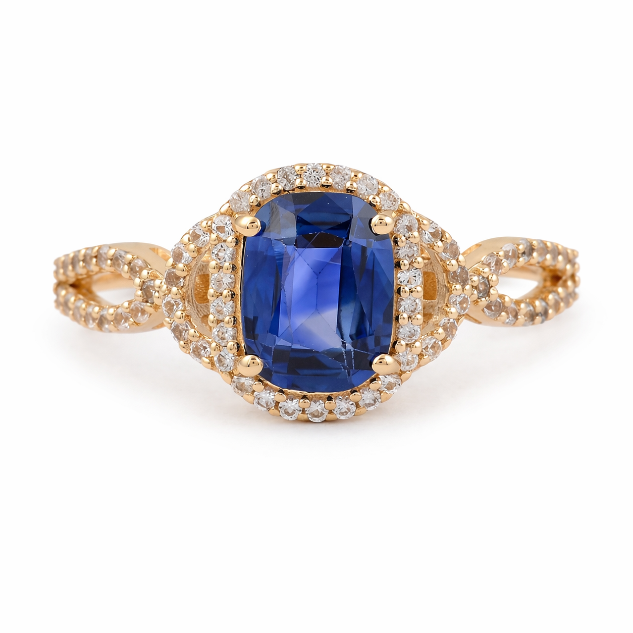 1.69 Ct Cushion Sapphire 9K Gold Ring