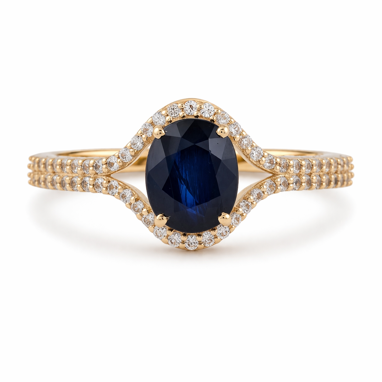 1.74 Ct Oval Sapphire 9K Gold Ring
