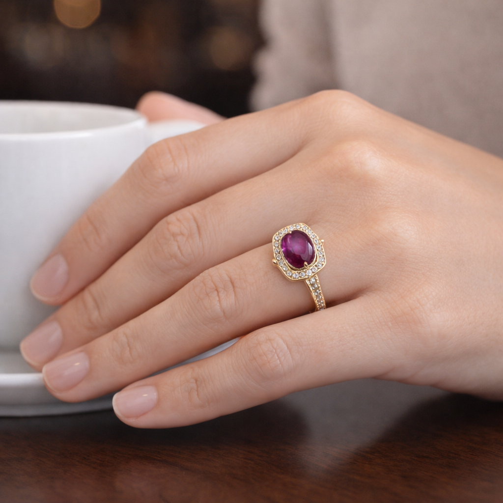 2.79 Ct Round Ruby 9K Gold Ring