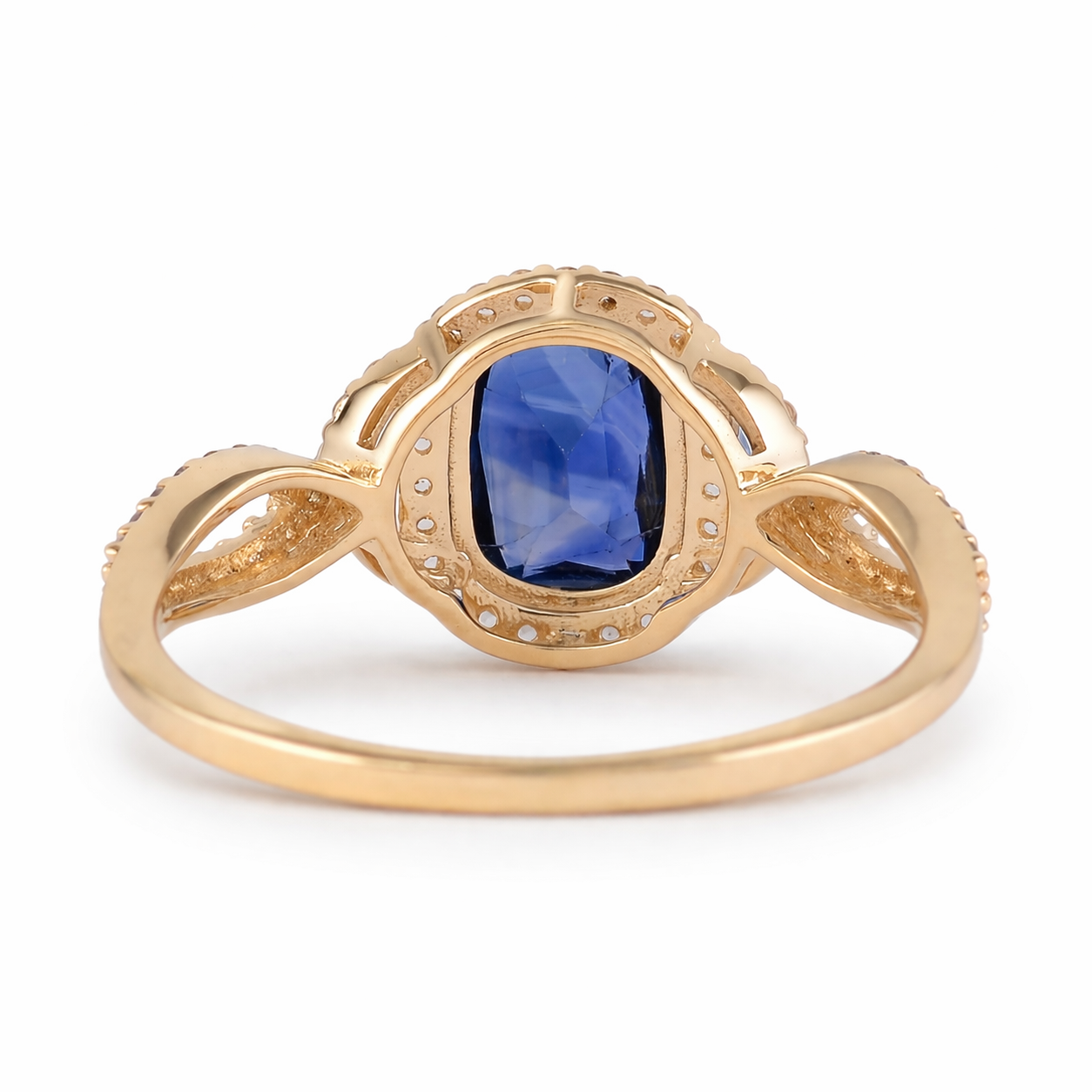 1.32 Ct Oval Blue Sapphire 9K Gold Ring