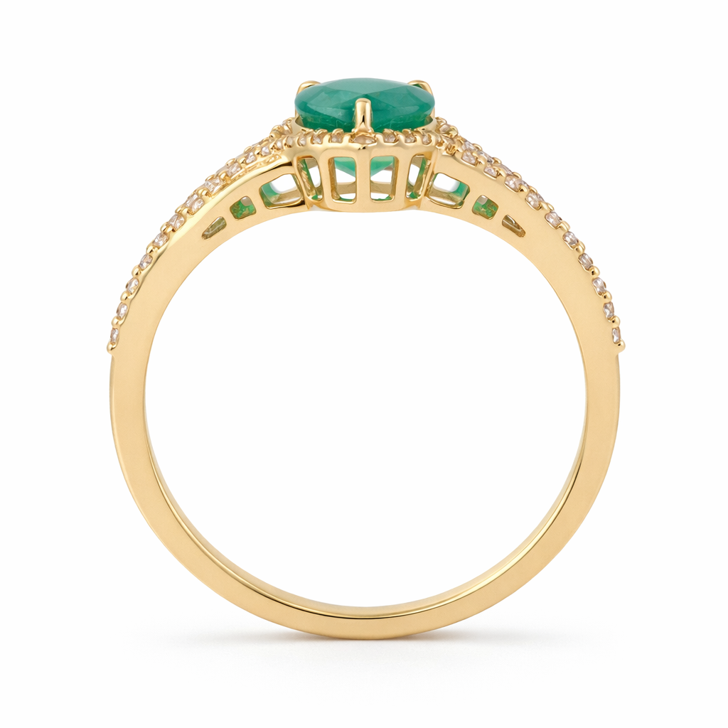 1.58 Ct Oval Emerald 9K Gold Ring
