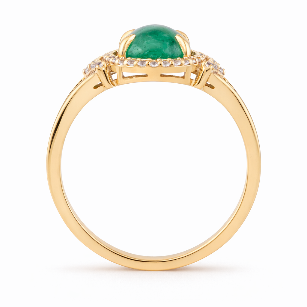 1.71 Ct Oval Emerald 9K Gold Ring