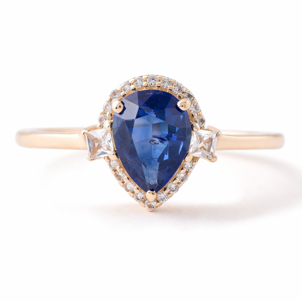 1.42 Ct Pear Sapphire 9K Gold Ring