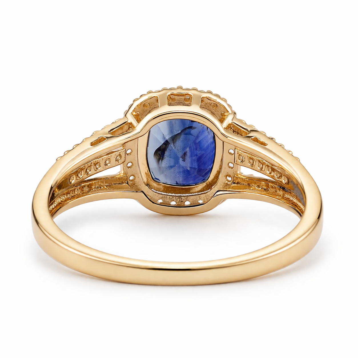 1.69 Ct Cushion Sapphire 9K Gold Ring