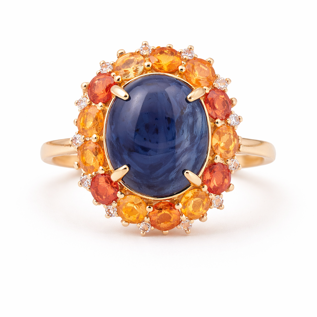 8.91 Ct Oval Sapphire 9K Gold Ring