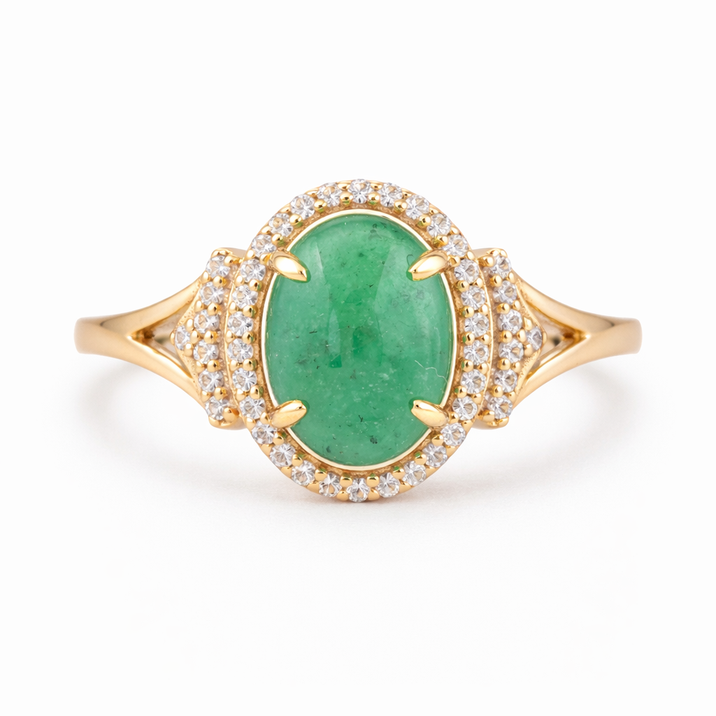 1.71 Ct Oval Emerald 9K Gold Ring