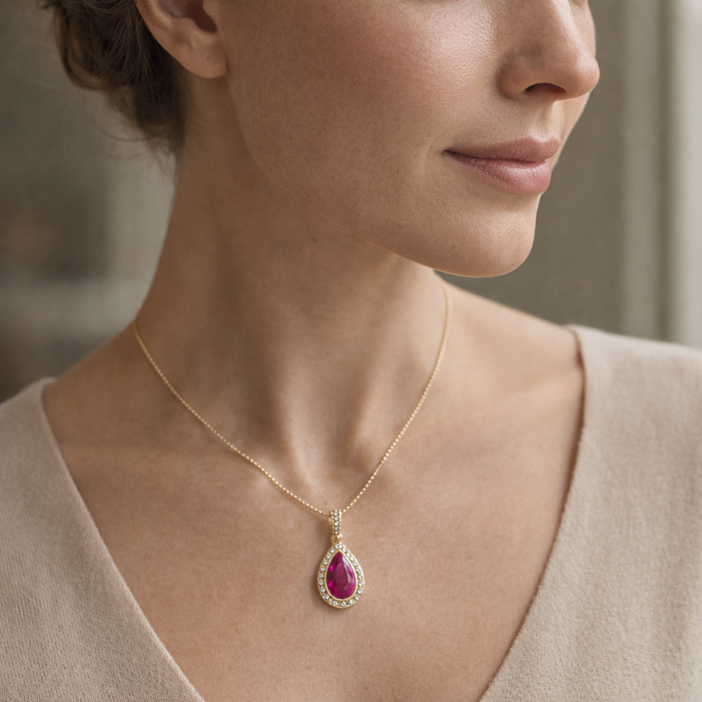 2.69 Ct Oval Ruby 9K Gold Pendant