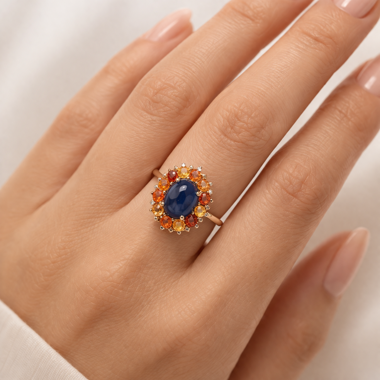 8.91 Ct Oval Sapphire 9K Gold Ring