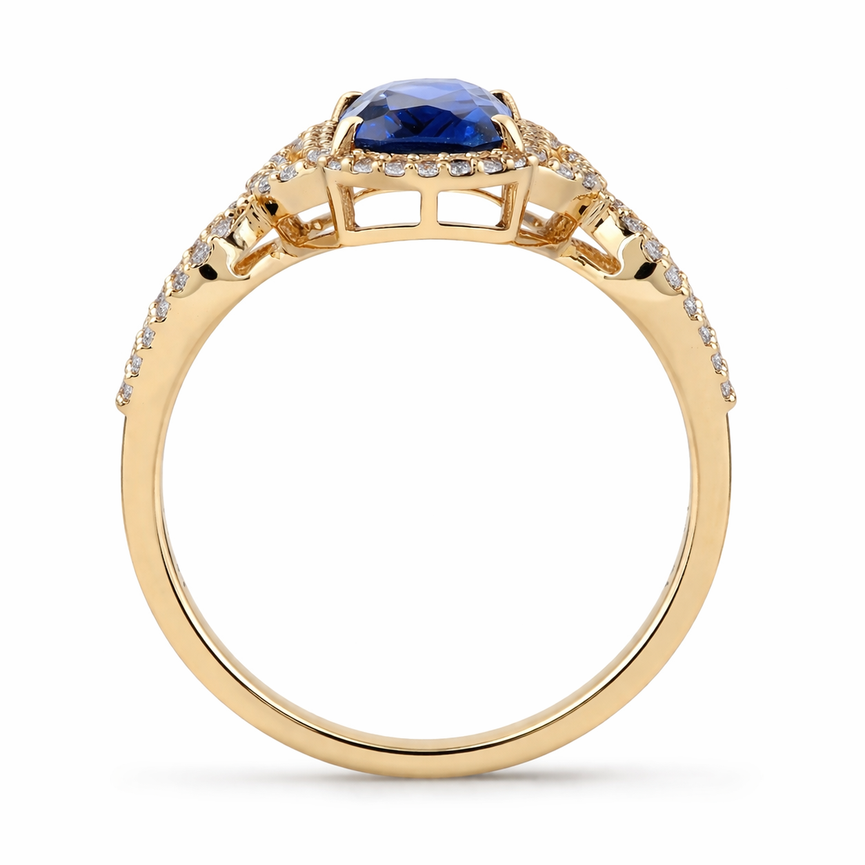 1.32 Ct Oval Blue Sapphire 9K Gold Ring