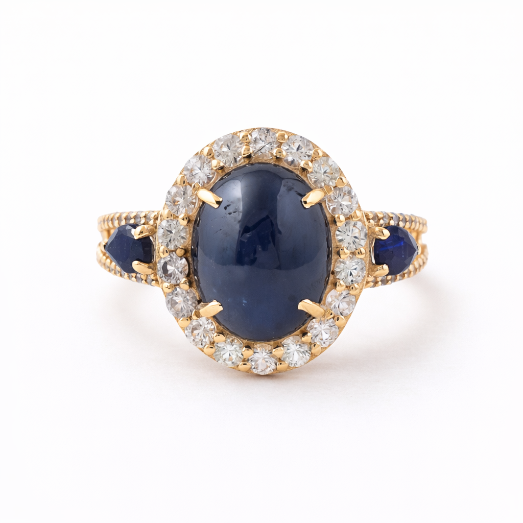 6.30 Ct Oval Sapphire 9K Gold Ring