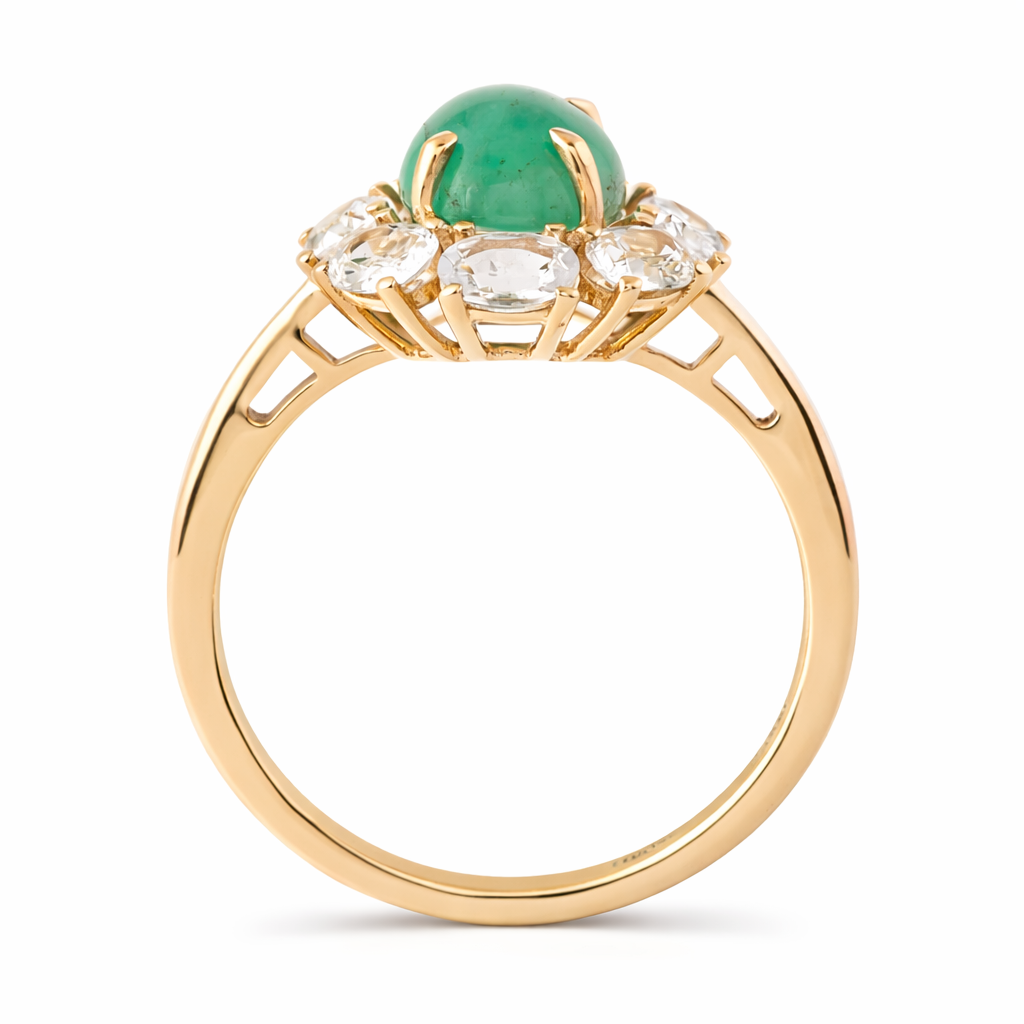 3.46 Ct Oval Emerald 9K Gold Ring