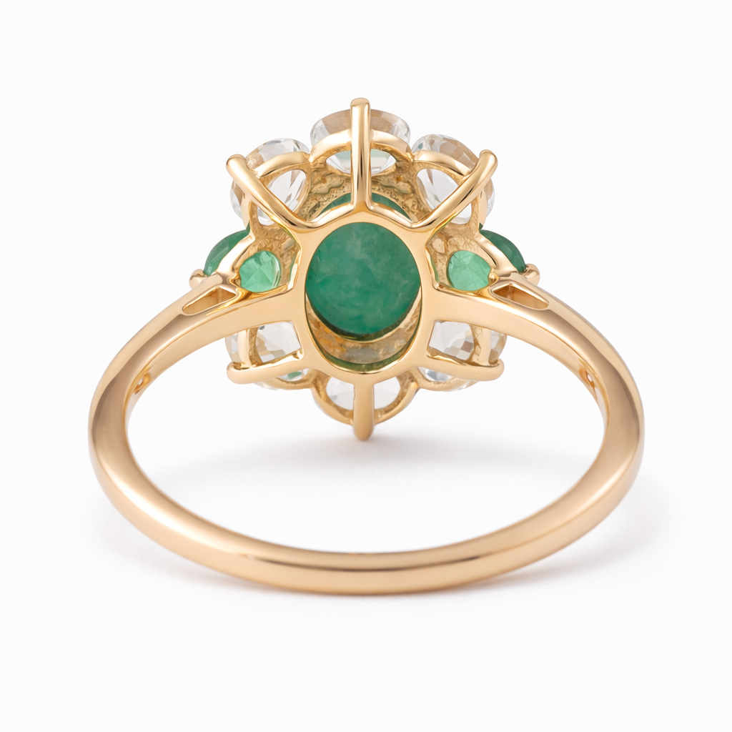3.46 Ct Oval Emerald 9K Gold Ring