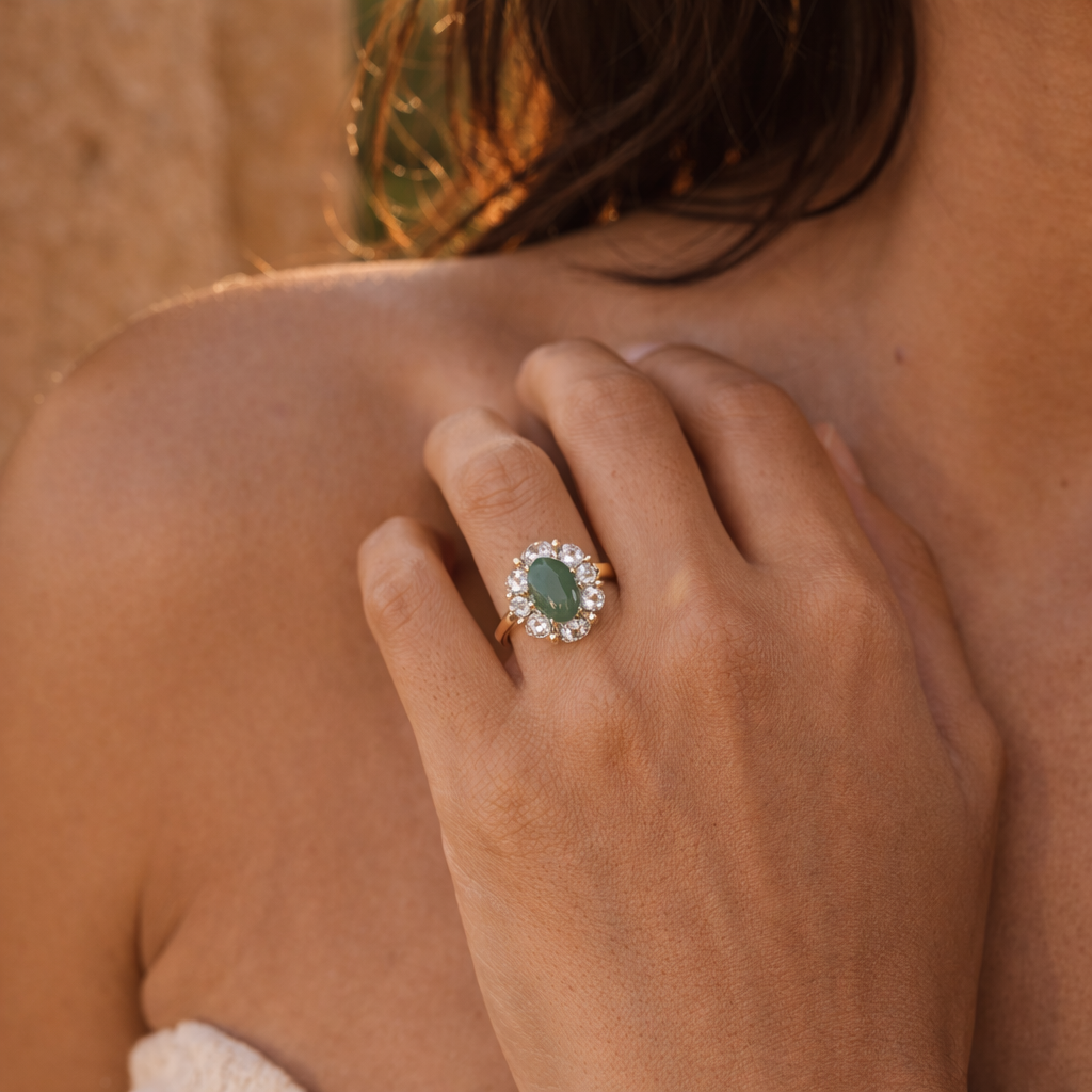 3.46 Ct Oval Emerald 9K Gold Ring