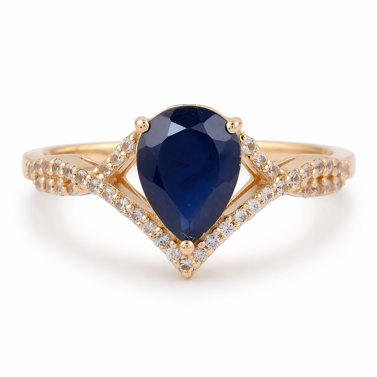 2.53 Ct Pear Sapphire 9K Gold Ring