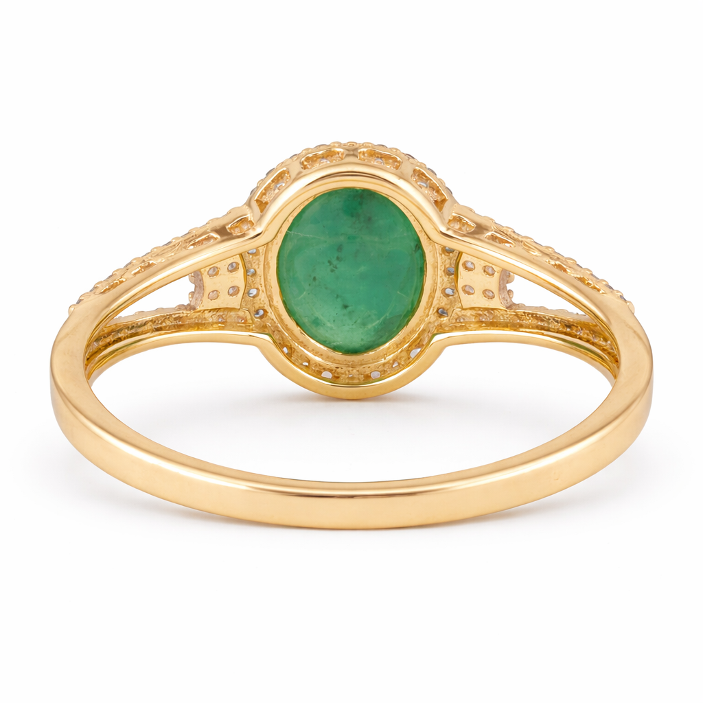 2.83 Ct Oval Emerald 9K Gold Ring