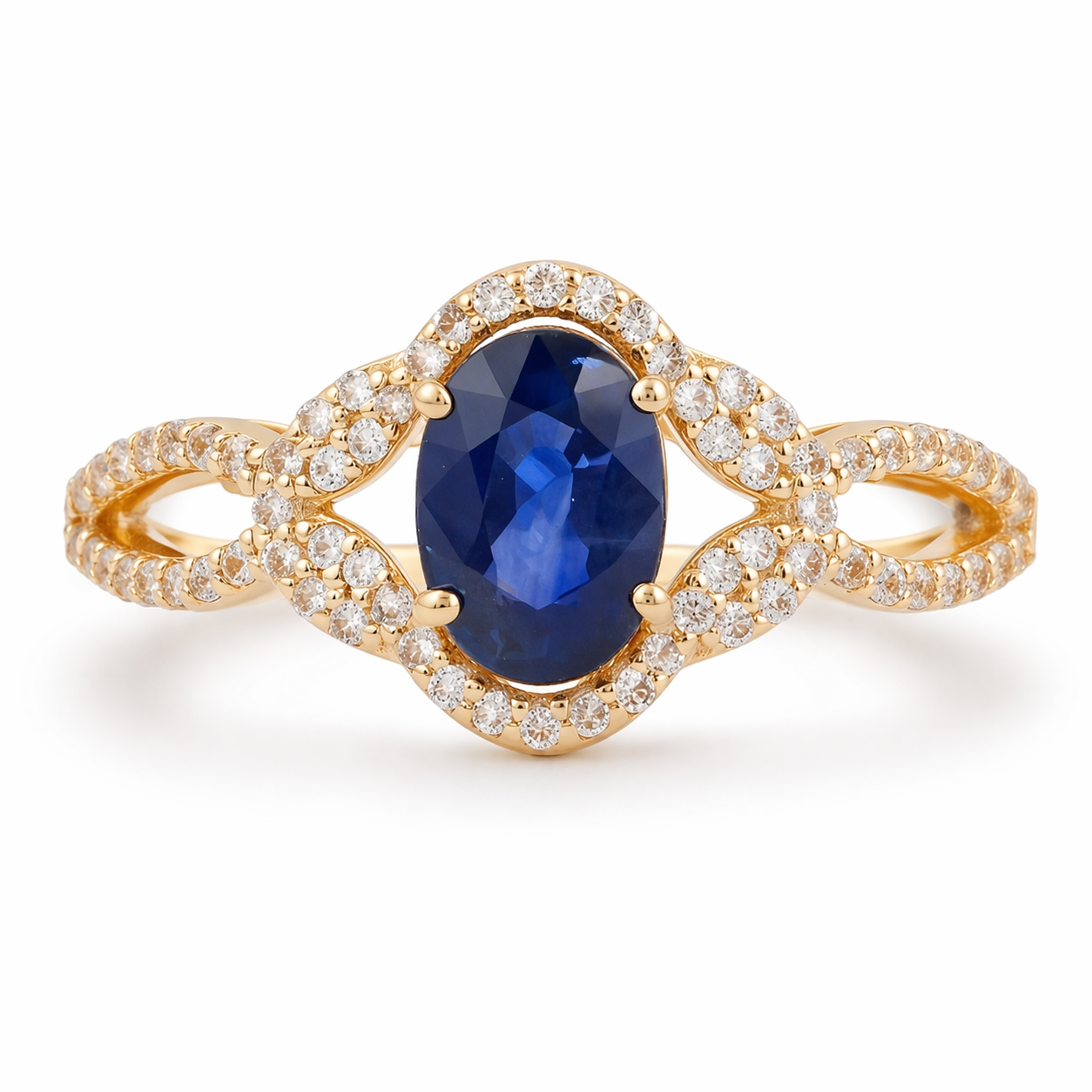 1.56 Ct Oval Sapphire 9K Gold Ring