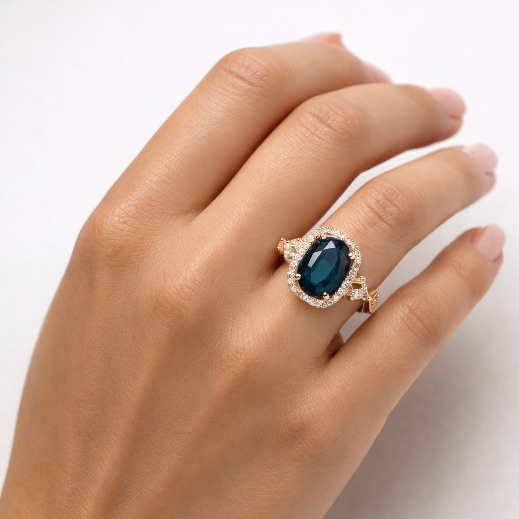 1.84 Ct Oval Sapphire 9K Gold Ring
