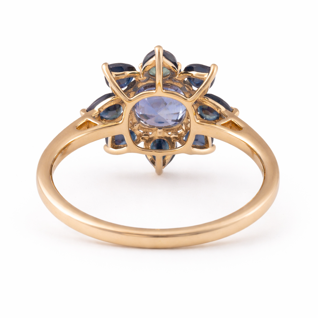 2.83 Ct Cushion Sapphire 9K Gold Ring