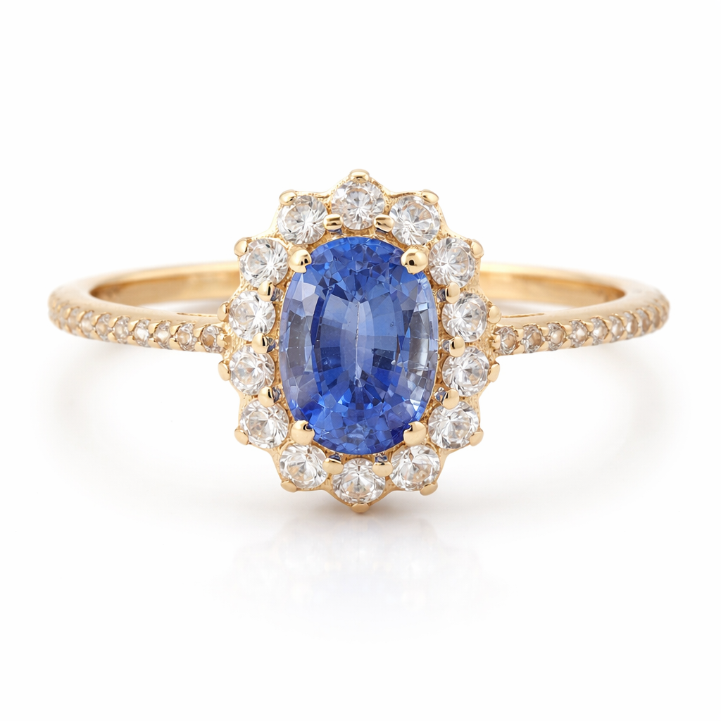 1.80 Ct Oval Sapphire 9K Gold Ring
